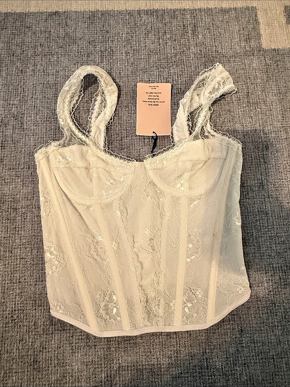 SHEIN Raccolta Carta Lace Camisole in White Size Small NWT